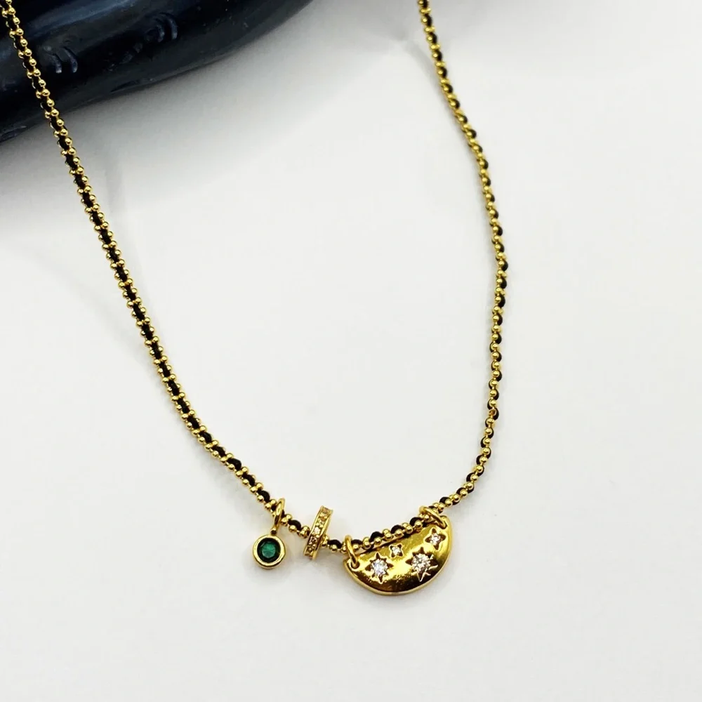 NEW Gold Crescent Moon & Star Pendant Layering Necklace